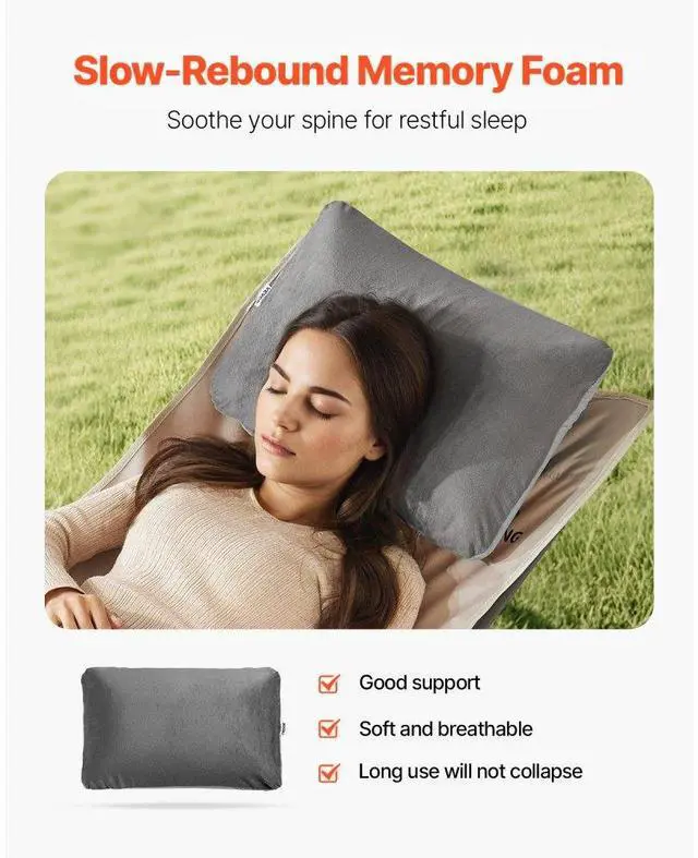Alt view image 3 of 7 - VEVOR Camping Pillow Lightweight Portable Travel Pillow Memory Foam & Washable Cover