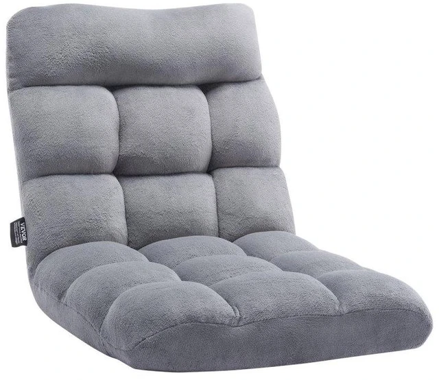 Main image of VEVOR Floor Chair, Recycled Foam Folding Sofa Chair with 14 Adjustable Positions, Multifunctional Floor Chair with Back Support Ideal for Sleeping Reading, Floor Gaming Chair for Living Room, Gray