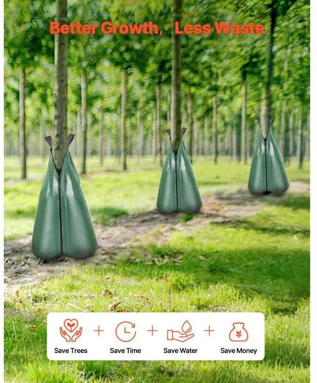 Alt view image 5 of 7 - VEVOR Tree Watering Bag Slow Release 4 Pack 20 Gallons, Water Bags for Trees, Refillable Tree Drip Irrigation Bags with Zipper, Durable Tree Watering System for Deep Root Targeting