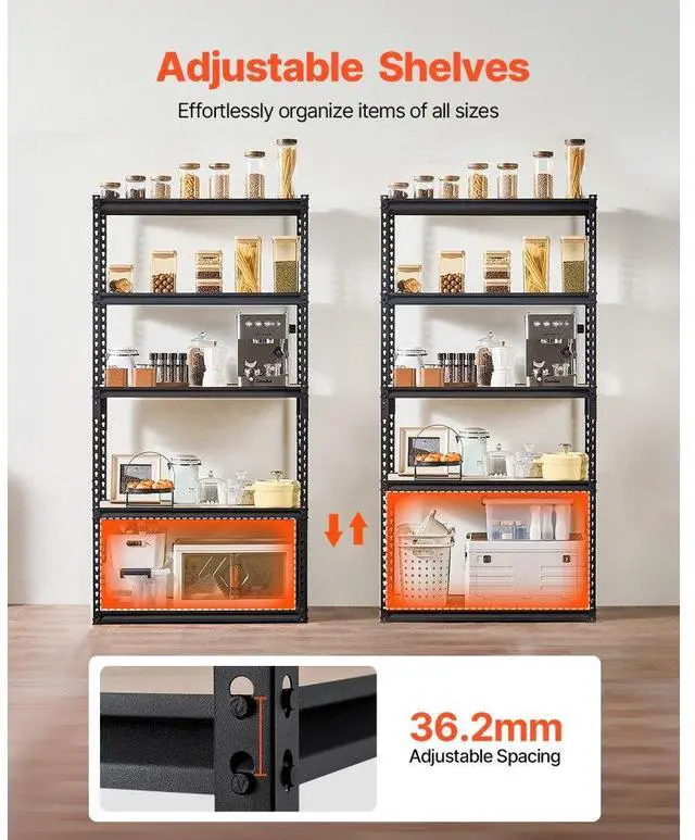 Alt view image 4 of 7 - VEVOR Storage Shelves 16" D x 36" W x 71.4" H 5-tier Garage Storage Shelving