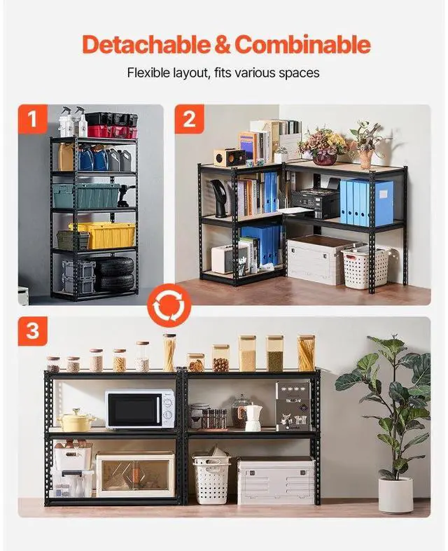 Alt view image 5 of 7 - VEVOR Storage Shelves 16" D x 36" W x 71.4" H 5-tier Garage Storage Shelving