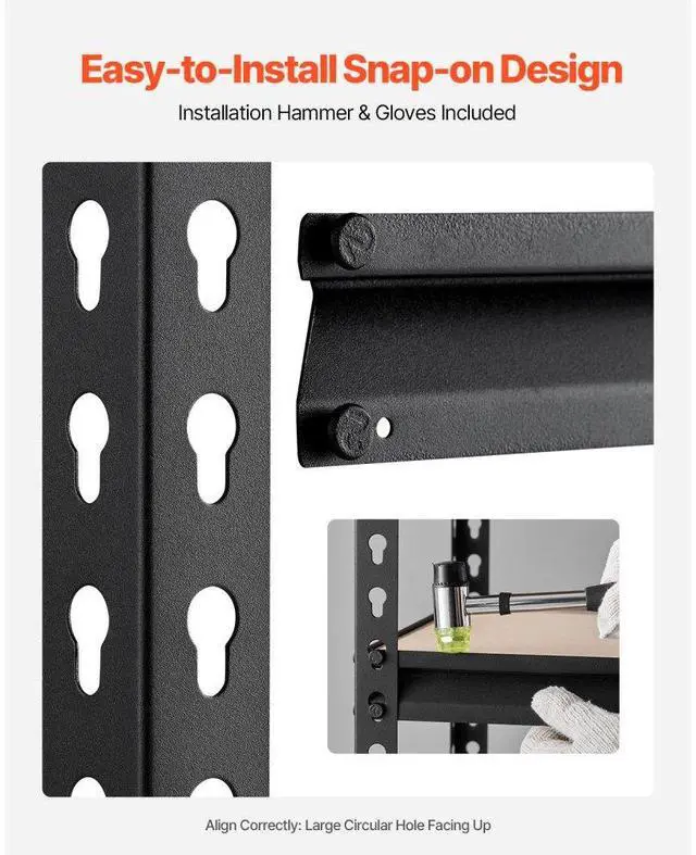 Alt view image 6 of 7 - VEVOR Storage Shelves 16" D x 36" W x 71.4" H 5-tier Garage Storage Shelving