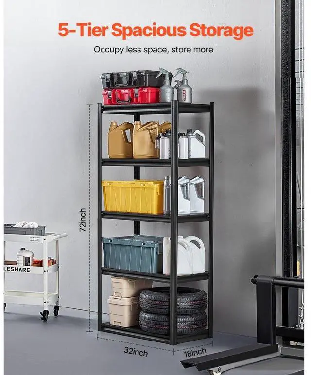 Alt view image 3 of 7 - VEVOR Storage Shelves 18" D x 32" W x 72" H 5-tier Garage Storage Shelving