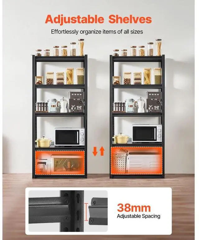 Alt view image 4 of 7 - VEVOR Storage Shelves 18" D x 32" W x 72" H 5-tier Garage Storage Shelving