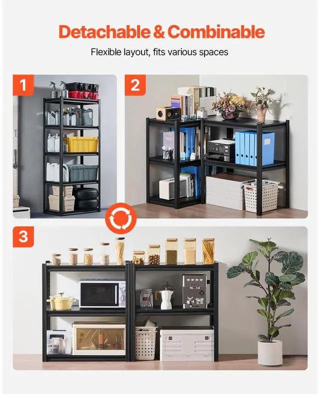 Alt view image 5 of 7 - VEVOR Storage Shelves 18" D x 32" W x 72" H 5-tier Garage Storage Shelving