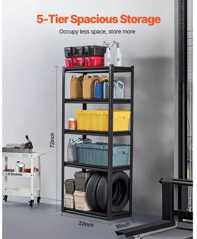 Alt view image 3 of 7 - VEVOR Storage Shelves 16" D x 32" W x 72" H 5-tier Garage Storage Shelving