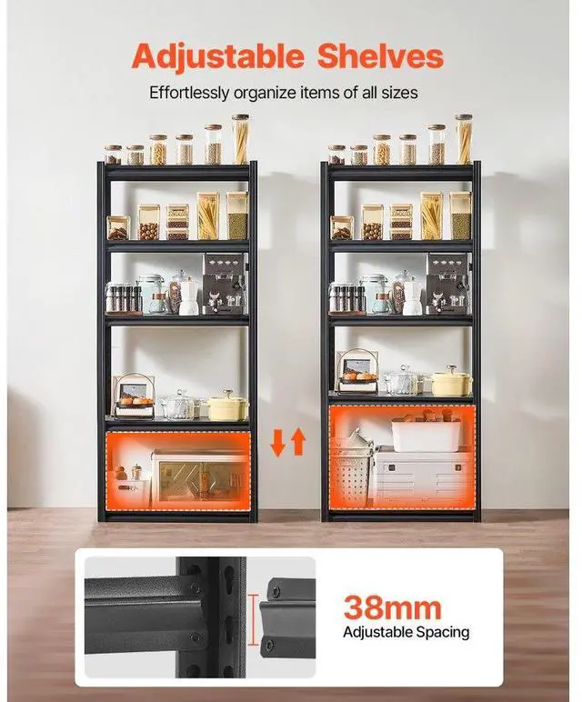 Alt view image 4 of 7 - VEVOR Storage Shelves 16" D x 32" W x 72" H 5-tier Garage Storage Shelving