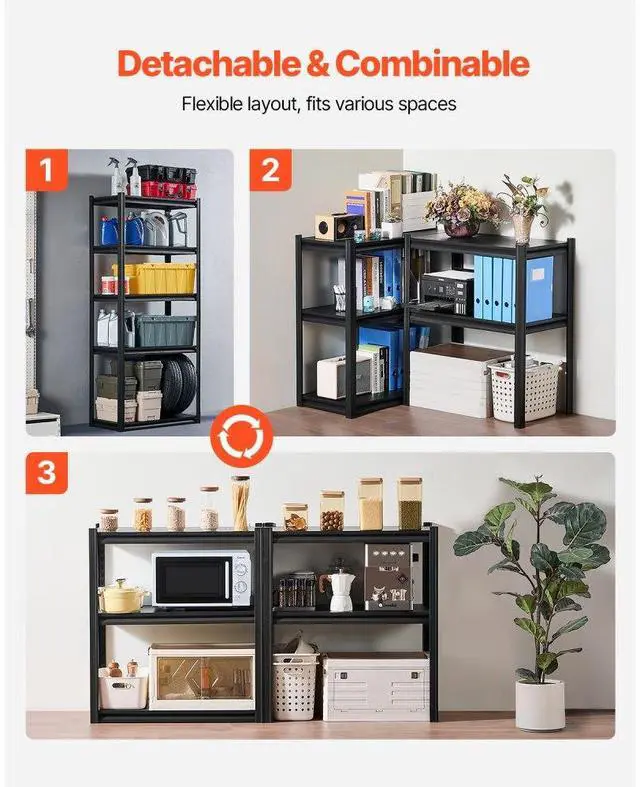 Alt view image 5 of 7 - VEVOR Storage Shelves 16" D x 32" W x 72" H 5-tier Garage Storage Shelving