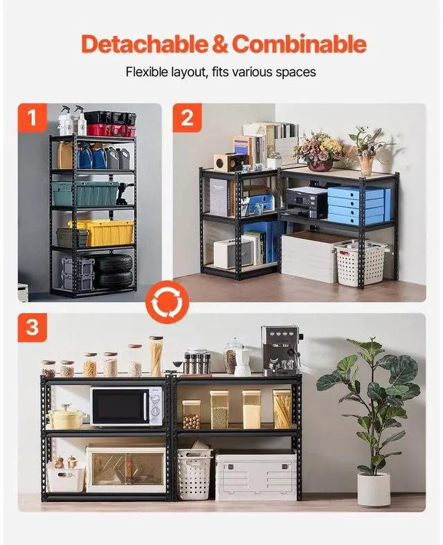 Alt view image 5 of 7 - VEVOR Storage Shelves 16" D x 32" W x 62.8" H 5-tier Garage Storage Shelving