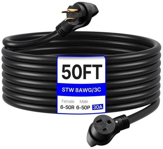 Main image of VEVOR 30A Generator Extension Cord 50 ft 250V NEMA 6-50P to 6-50R 7500W Power Cable
