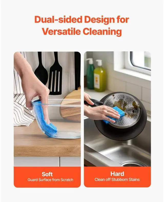 Alt view image 3 of 14 - VEVOR Sponges, 12 Pcs Durable Natural Kitchen Sponges with Cellulose & Scrub Pad, Easy-to-Rinse Cleaning Sponges with Honeycomb Structure & Quick Water Absorption, Fit for Home Cleaning