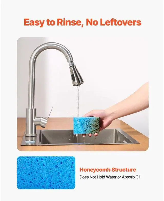 Alt view image 5 of 14 - VEVOR Sponges, 12 Pcs Durable Natural Kitchen Sponges with Cellulose & Scrub Pad, Easy-to-Rinse Cleaning Sponges with Honeycomb Structure & Quick Water Absorption, Fit for Home Cleaning