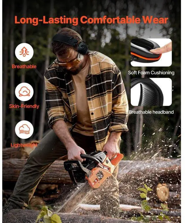 Alt view image 5 of 14 - VEVOR Safety Earmuffs Bluetooth Hearing Protection Ear Muffs Noise Reduction NRR23dB