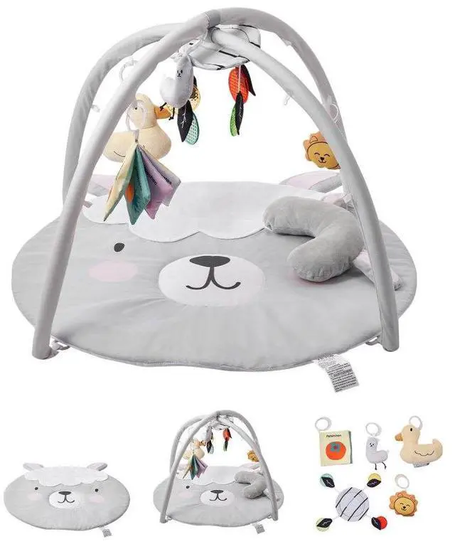 Main image of VEVOR Baby Play Gym Mat Tummy Time Activity Mat with 5 Sensory Toys 39.1" x 32.7"
