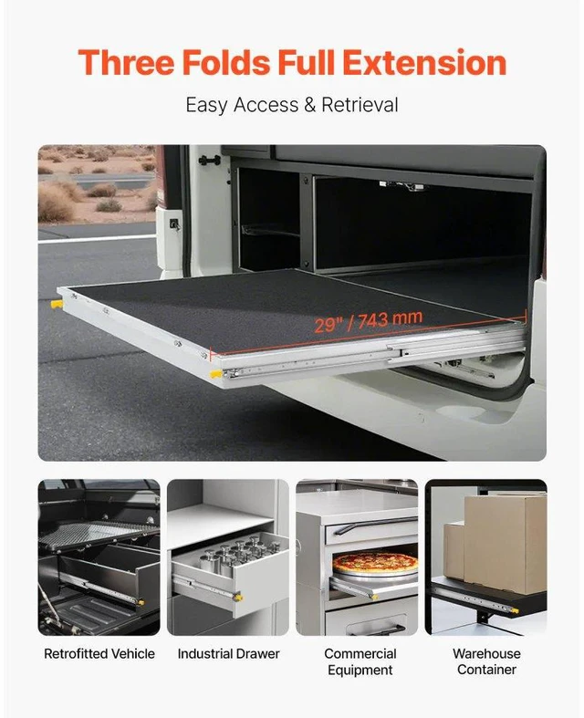 Alt view image 5 of 8 - VEVOR 1 Pair 18-60 in Soft-Close Drawer Slides Ball Bearing Full Extension