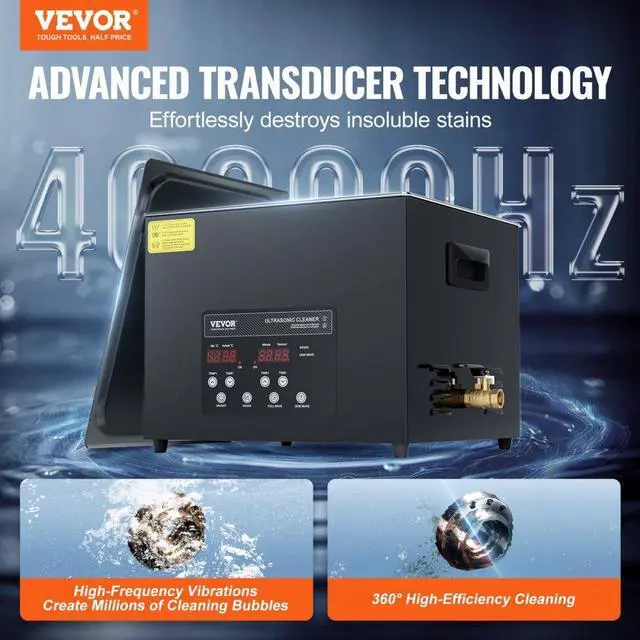 Alt view image 2 of 7 - 15L Ultrasonic Cleaner Cleaning Machine with Basket Heater and Timer 360W