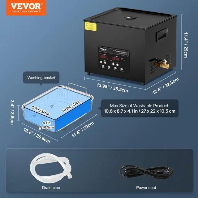 Alt view image 7 of 7 - 15L Ultrasonic Cleaner Cleaning Machine with Basket Heater and Timer 360W