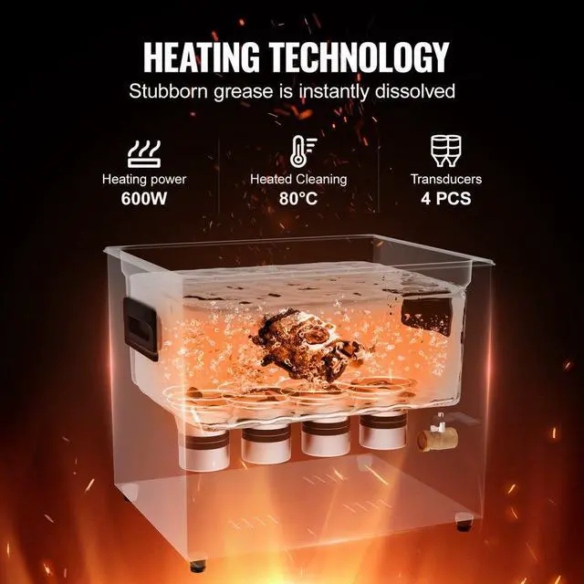 Alt view image 3 of 7 - 10L Ultrasonic Cleaner Cleaning Machine with Basket Heater and Timer 240W