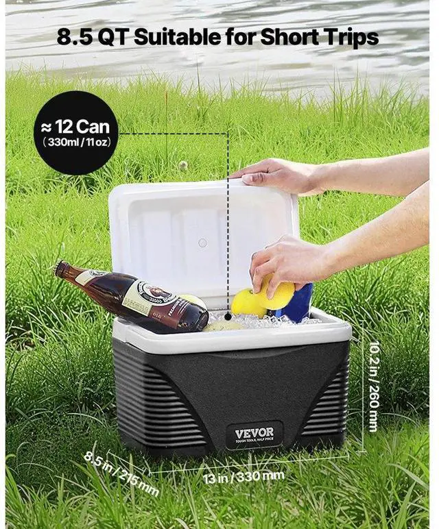 Alt view image 2 of 7 - VEVOR Portable Cooler 8.5 QT Insulated Hard Cooler 12 Can Capacity with Handles