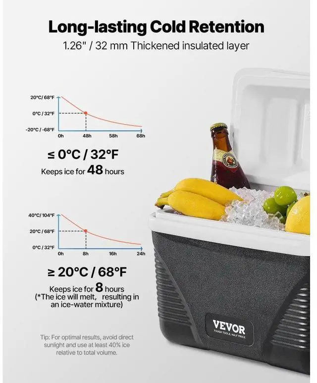 Alt view image 3 of 7 - VEVOR Portable Cooler 8.5 QT Insulated Hard Cooler 12 Can Capacity with Handles