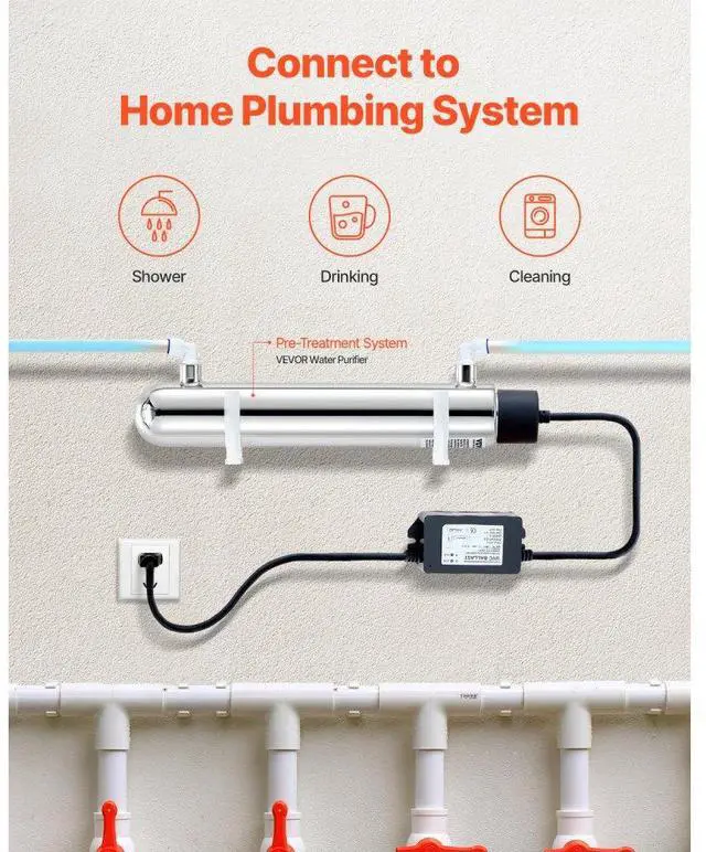 Alt view image 4 of 7 - VEVOR 110V 12W UV Water Purifier 1GPM Ultraviolet Water Purifier Filter