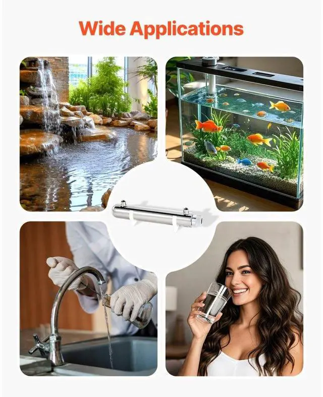 Alt view image 5 of 7 - VEVOR 110V 12W UV Water Purifier 1GPM Ultraviolet Water Purifier Filter