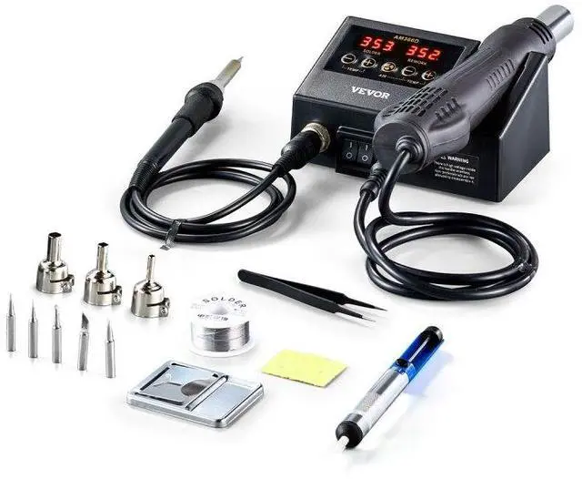 Main image of VEVOR 2-in-1 Hot Air Rework & Soldering Station 750W with Adjustable Temp LED Digital