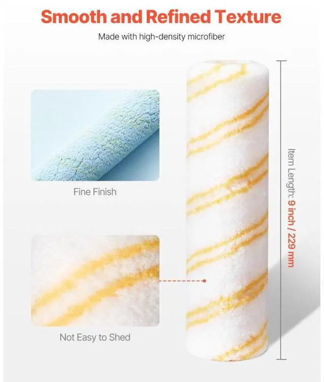 Main image of VEVOR Paint Roller Kit 19 Pcs Paint Roller Set 4" & 9" Paint Rollers with Paint Tray