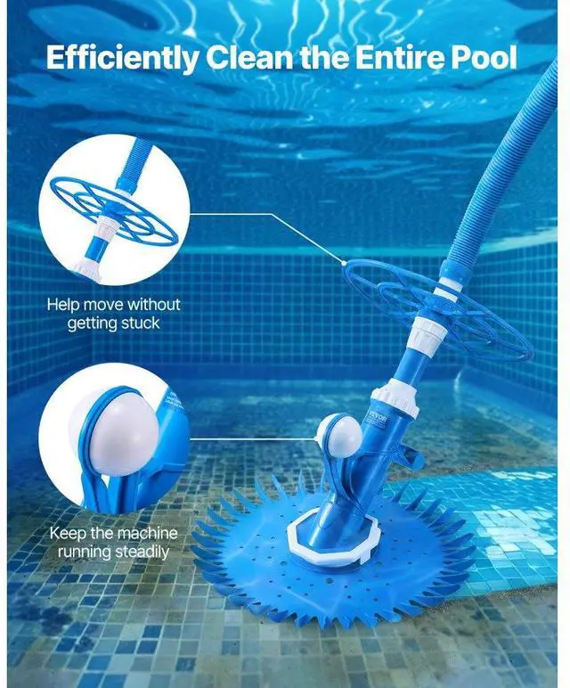 Alt view image 2 of 7 - VEVOR Suction Pool Cleaner, Automatic Pool Vacuum Cleaner, Suction Side Automatic Pool Cleaner, Suction Vacuum Pool Sweeper with 12 Hoses, for In-ground Pool and Above-Ground Pool Up to 20 x 35 ft