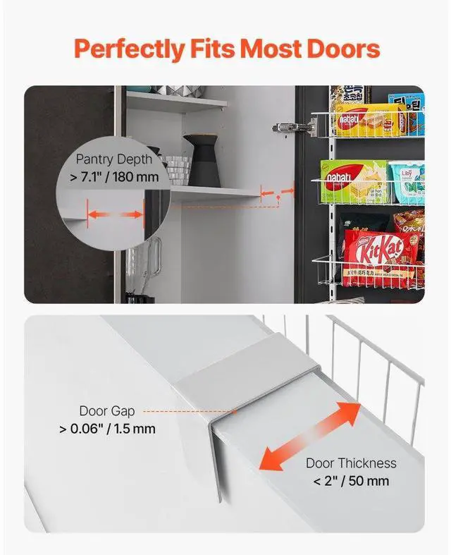Alt view image 2 of 7 - VEVOR 8-Tier Over the Door Pantry Organizer Hanging Storage Rack Adjustable Kitchen