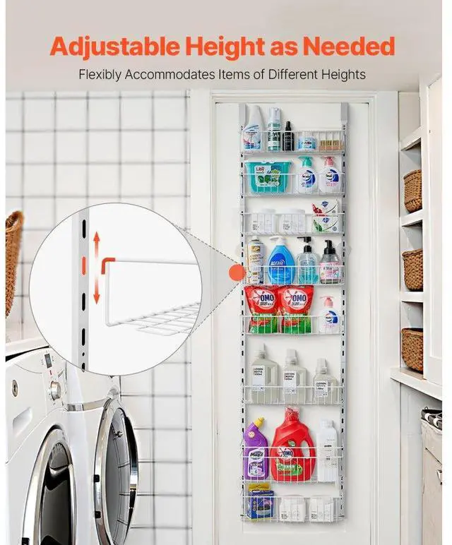 Alt view image 3 of 7 - VEVOR 8-Tier Over the Door Pantry Organizer Hanging Storage Rack Adjustable Kitchen