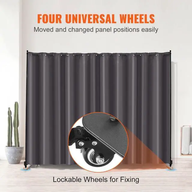 Alt view image 4 of 7 - VEVOR Room Divider, Portable Panel Room Divider with Wheels Curtain Divider Stand, Freestanding Room Divider Privacy Screen for Office, Bedroom, Dining Room, Study