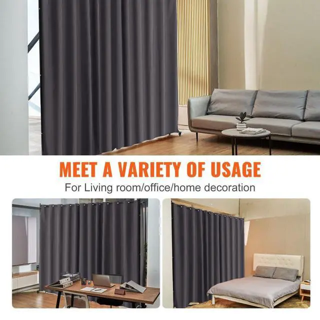 Alt view image 6 of 7 - VEVOR Room Divider, Portable Panel Room Divider with Wheels Curtain Divider Stand, Freestanding Room Divider Privacy Screen for Office, Bedroom, Dining Room, Study