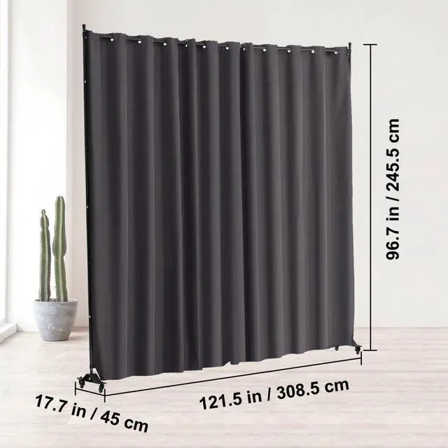 Alt view image 7 of 7 - VEVOR Room Divider, Portable Panel Room Divider with Wheels Curtain Divider Stand, Freestanding Room Divider Privacy Screen for Office, Bedroom, Dining Room, Study