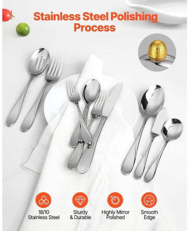 Alt view image 3 of 7 - VEVOR 65-Piece Silverware Set Stainless Steel Cutlery Flatware Utensil Kitchen for 12