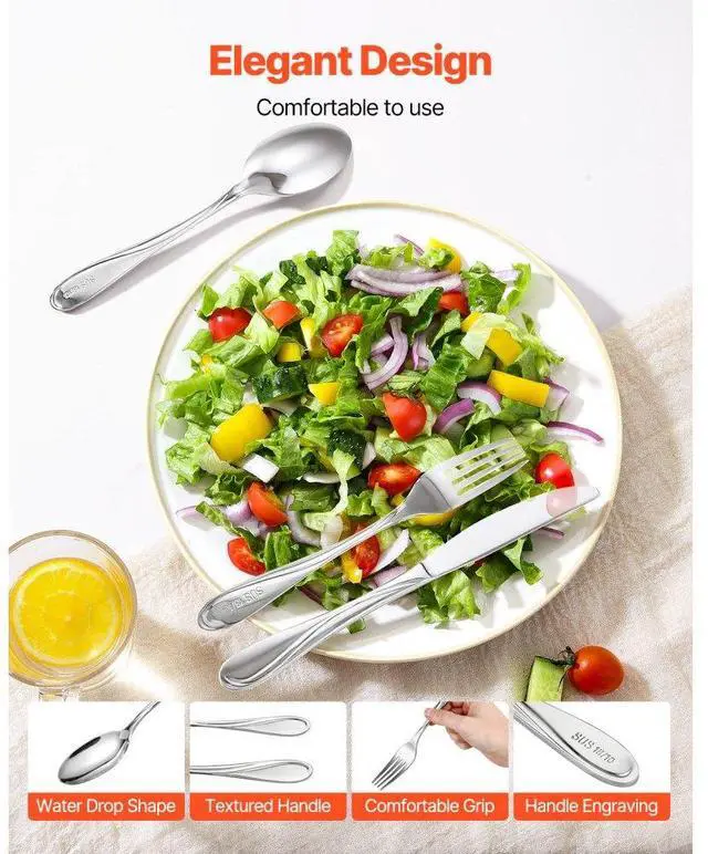 Alt view image 4 of 7 - VEVOR 65-Piece Silverware Set Stainless Steel Cutlery Flatware Utensil Kitchen for 12