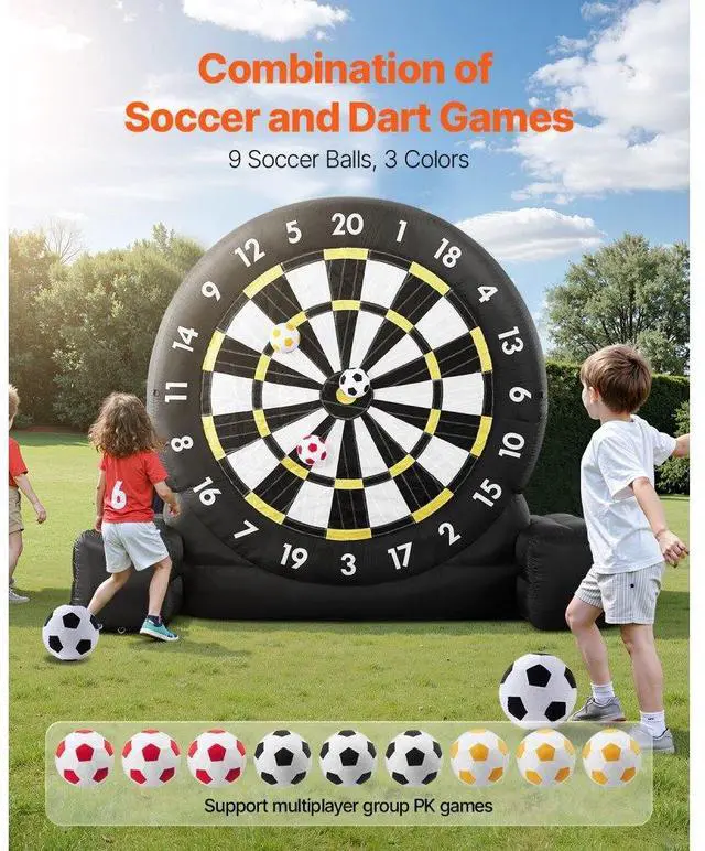 Alt view image 2 of 7 - Inflatable Soccer Dart Board over 8 ft High with 9 Kick Balls & Air Pump