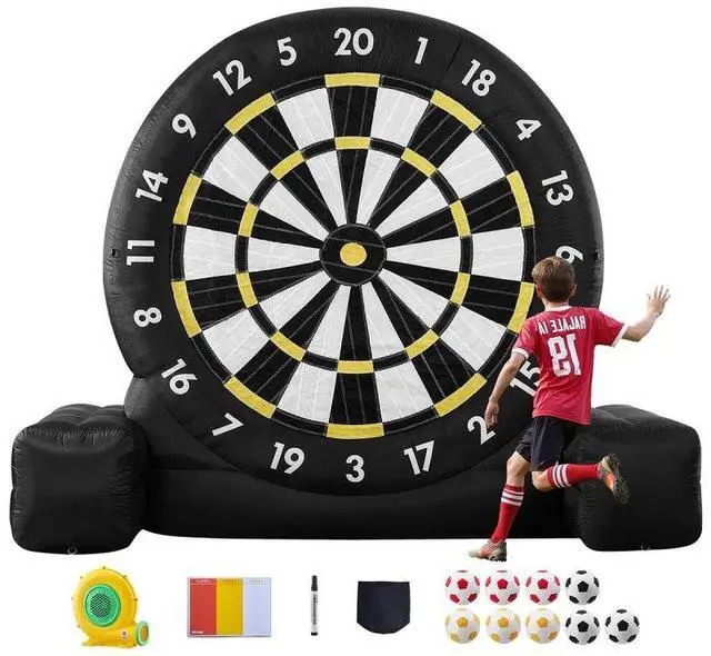 Main image of Inflatable Soccer Dart Board over 8 ft High with 9 Kick Balls & Air Pump