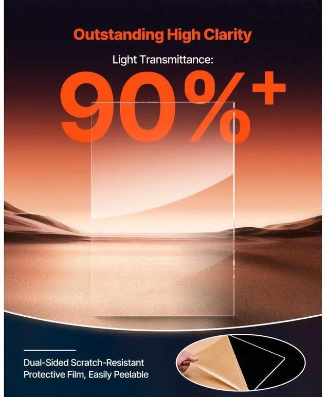 Alt view image 4 of 7 - VEVOR Plexiglass Acrylic Sheet, 2-Pack Plastic Sheets, 24 x 36 Inch 1/4 Inch Thick Clear Plastic Cast Transparent Glass for Crafting Projects, Replacement Picture Frame Glass, DIY Display, Easy to Cut