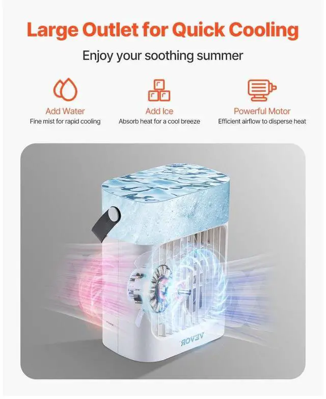 Alt view image 2 of 7 - VEVOR Portable Air Conditioner 4-in-1 Evaporative Air Cooler 700ml Water Tank