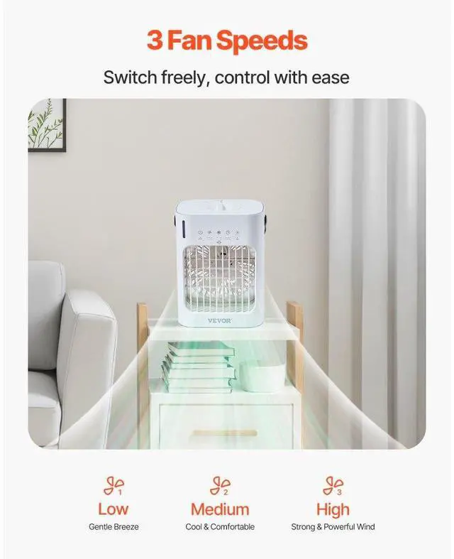 Alt view image 5 of 7 - VEVOR Portable Air Conditioner 4-in-1 Evaporative Air Cooler 700ml Water Tank