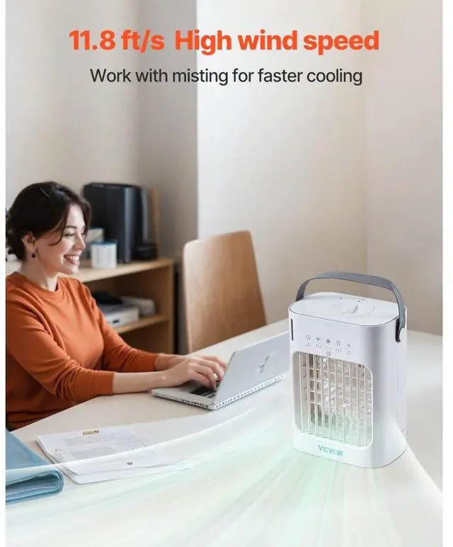 Alt view image 4 of 7 - VEVOR Portable Air Conditioner 4-in-1 Evaporative Air Cooler 700ml Water Tank