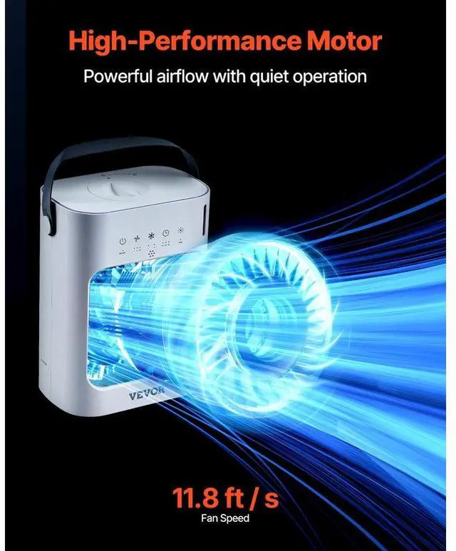 Alt view image 6 of 7 - VEVOR Portable Air Conditioner 4-in-1 Evaporative Air Cooler 700ml Water Tank