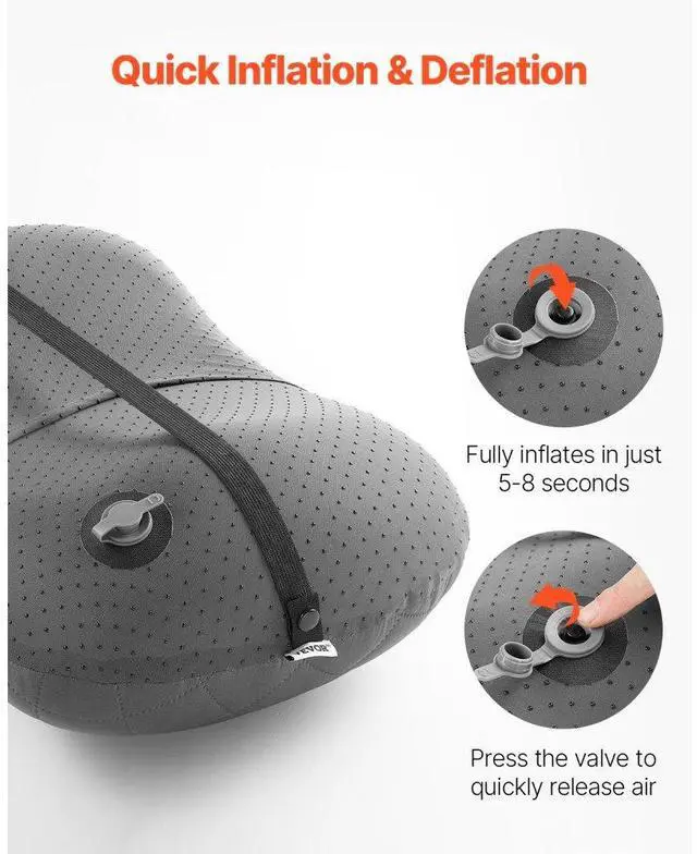 Alt view image 3 of 7 - VEVOR Inflatable Camping Pillow Portable Travel Pillow with Machine Washable Cover