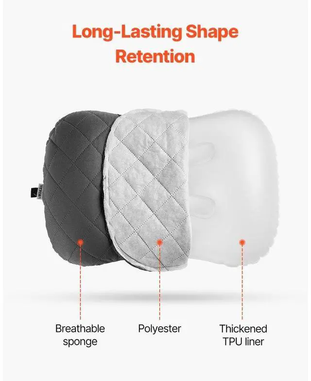Alt view image 5 of 7 - VEVOR Inflatable Camping Pillow Portable Travel Pillow with Machine Washable Cover