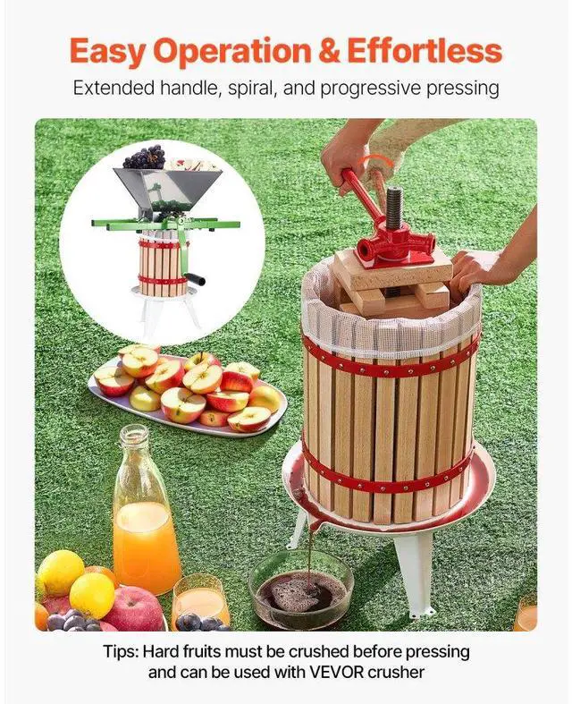 Alt view image 4 of 7 - VEVOR Fruit Wine Press Manual Press for Wine Making 4.75 Gal/18L Wood Basket