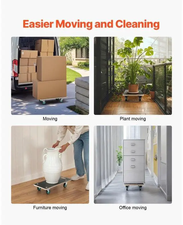 Alt view image 6 of 7 - VEVOR Furniture Dolly 551 lbs Furniture Moving Dollies with 4 TPR Silent Wheels