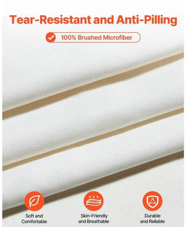 Alt view image 3 of 7 - VEVOR 4-Piece Queen Bed Sheet Set 100% Brushed Microfiber Bedding Set with Deep Pocket