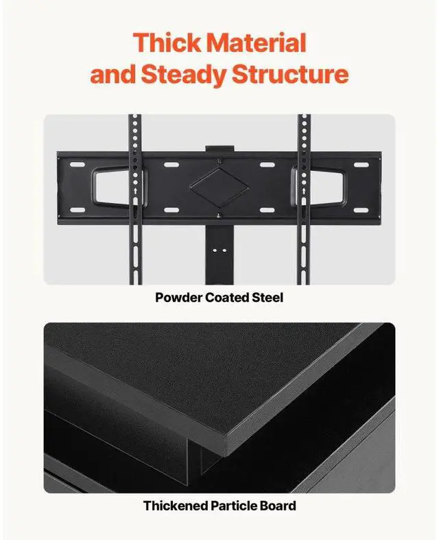 Alt view image 4 of 7 - VEVOR 52" TV Stand with Mount for up to 75 in TVs with Power Outlet & LED Lights