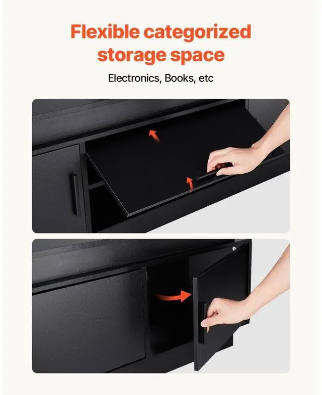 Alt view image 6 of 7 - VEVOR 52" TV Stand with Mount for up to 75 in TVs with Power Outlet & LED Lights